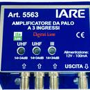 Amplificatore da palo 3 ingressi UHF 14/34dB- UHF 14/34dB-BIII 14/34d