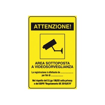 Adesivo per vetrate 18x12cm con indicazione di Area Videosorvegliata