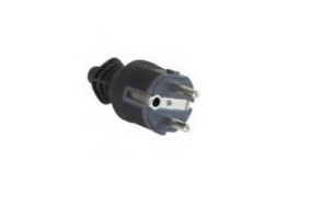 Spina schuko S30 2P+T 16A in gomma colore nero