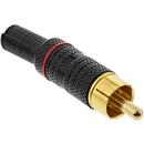 Spina RCA metallica nera-dorata con molla guidacavo, rosso