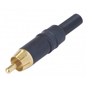Spina RCA metallica nera/dorata con molla guidacavo, nero