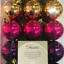 Confezione 30 palline assortite dimensione 6 cm oro/fucsia/viola