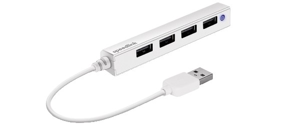 Hub USB 2.0 con 4 porte USB, bianco