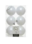 Confezione 6 palline bianche 8cm in plastica, shiny/matt