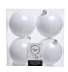 Confezione 4 palline bianche, 10cm in plastica, shiny/matt