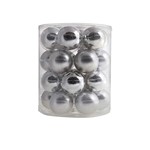 Palline di vetro argento 35mm box 16 pezzi, 8 matt/ 8 lucide