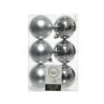 Box 6 palline in plastica silver 6cm