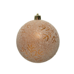 Pallina in plastica color amber con fiocco di neve diametro 8cm