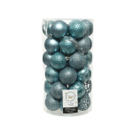 Box 37 palline in plastica blue dawn