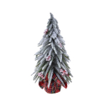 Albero innevato con bacche rosse