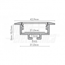 Profilo in alluminio da incasso con copertura in PVC opaca piana