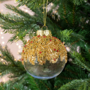 Pallina in vetro con glitter oro e