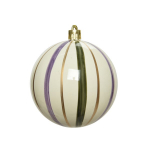 Pallina wool white striata verde oro