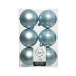 Confezione 6 palline misty blue 8cm in plastica, shiny/matt