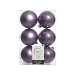 Confezione 6 palline viola 8cm in plastica, shiny/matt