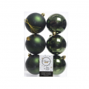 Box 6 palline plastica pine green diametro 8cm