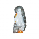 Pinguino con cucciolo in acrilico h 47cm luminoso cool white per est.