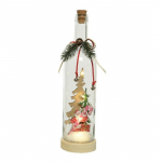 Bottiglia luminosa con soggetti natalizi assortiti h 30.50cm