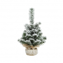 Mini albero innevato con sacco di juta h 35cm diametro 25cm