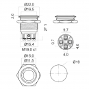 Pulsante antivandalo 19mm Rosso