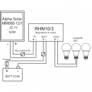 Kit fotovoltaico 50W-12V con regolatore e lampade Led