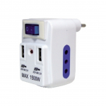 Adattatore spina 10A/2prese 10A-2USB