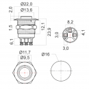 Pulsante antivandalo 24V 16mm bianco