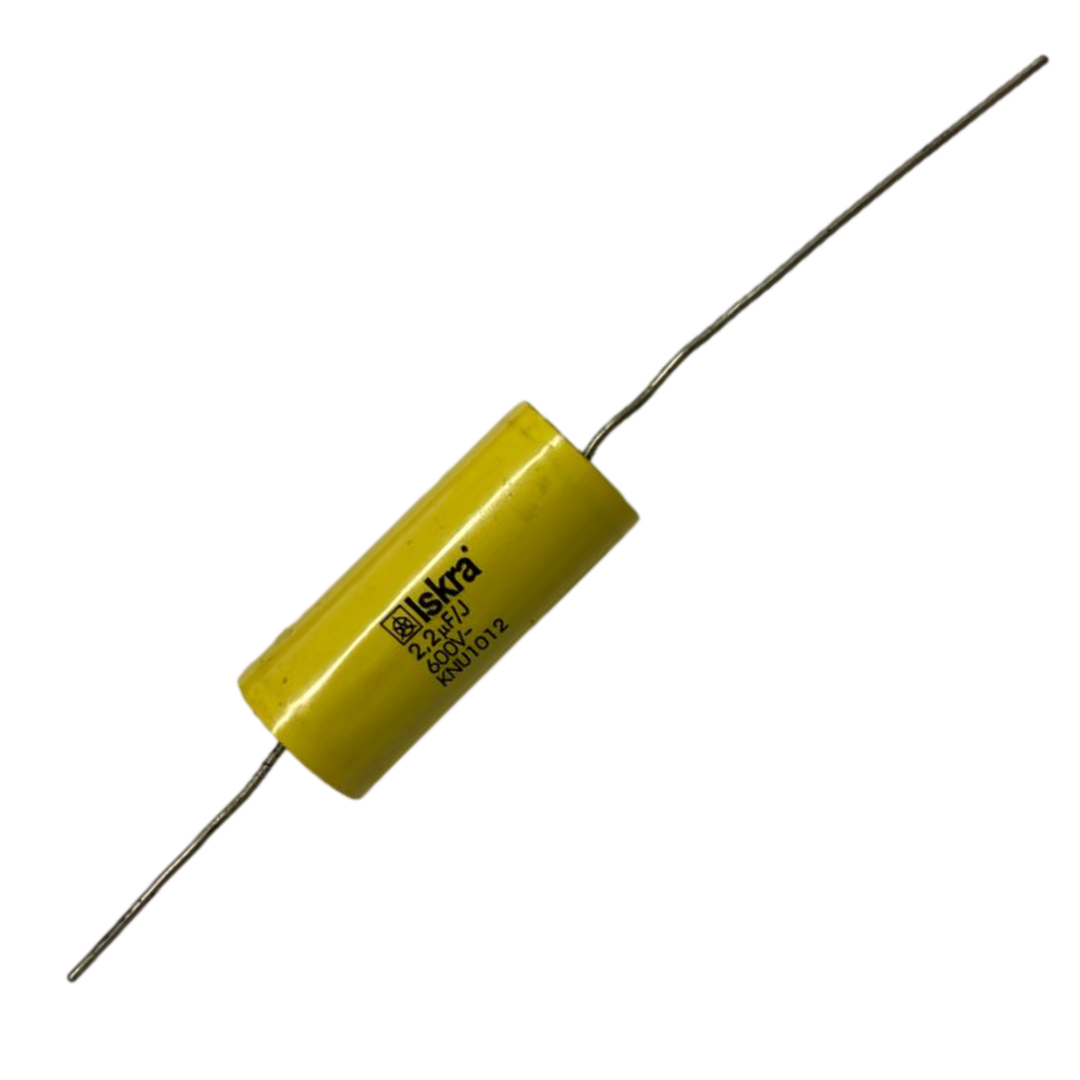 Condensatore poliestere 2,2uF 600V ISKRA, assiale KNU1012 Condensatore poliestere 2,2uF 600V ISKRA, assiale KNU1012