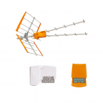 Kit antenna V Zenit UHF+amplificator da palo+ alimentatore 12V