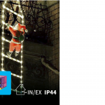 Babbo Natale con scala luminosa 3m bianco freddo 8 giochi luce IP44