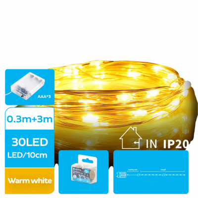 Catena 30microled bianco caldo 3m