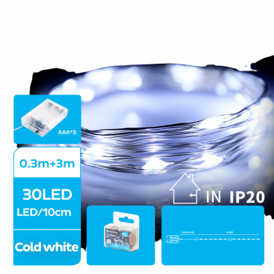 Catena 30 microled bianco 3metri