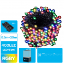 Catenaria luminosa 400led multicolor 20 metri 8 giochi luce, a batterie