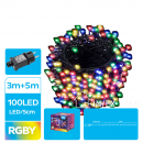 Catena luminosa 100 led multicolor 5mt cavo verde 8 giochi luce