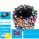 Catena luminosa 1000led multicolor 50mt 8 giochi luce IP44 220V