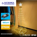 Albero di Natale forma 180cm bianco caldo IP44 8 giochi luce