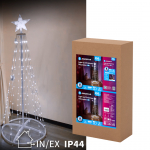 Albero di Natale 180cm forma conica IP44 luce fredda 8 giochi luce