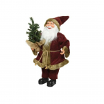 Babbo Natale con vestito in velluto bordeaux 45cm