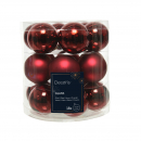 Mini palline in vetro bordeaux 40mm box 18 pezzi, 9 matt/ 9 lucide