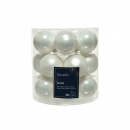 Mini palline in vetro bianco 40mm box 18 pezzi, 9 matt/ 9 lucide