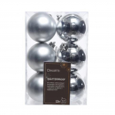 Box 6 palline in plastica argento