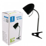 Lampada con pinza di colore nero