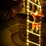 Babbo Natale con scala luminosa 3m