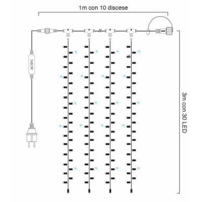 Tenda 10 Discese da 3m con 300 LED